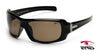 Eyres HOTROD Safety Sunglasses 622-SB-PBFS - Sapphire Black Frame, Polarised Brown Lens - Flash Silver