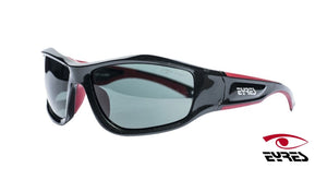 Eyres ICERBERG Safety Sunglasses 747-A1-PGWR - Black and Red Frame, Polarised Grey, Water Repellent Lens