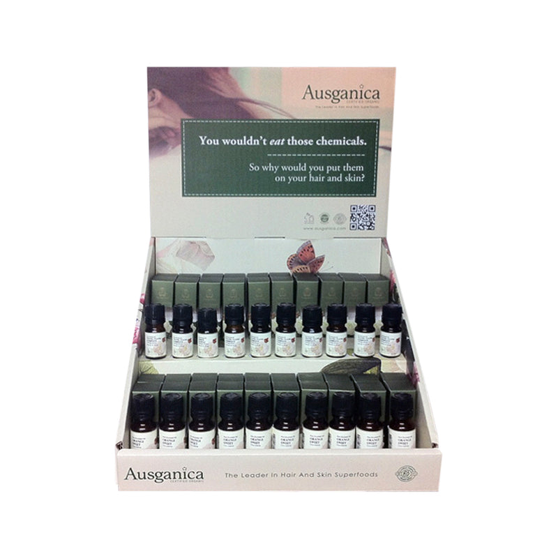Ausganica Essential Oil Starter Kit 10ml x 40 Pack (2 each of 20 oils PLUS testers & stand)