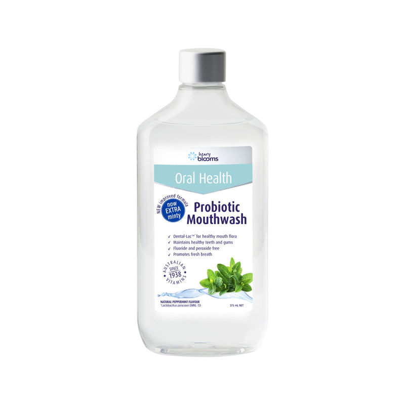 Henry Blooms Oral Health Probiotic Mouthwash Peppermint 375ml