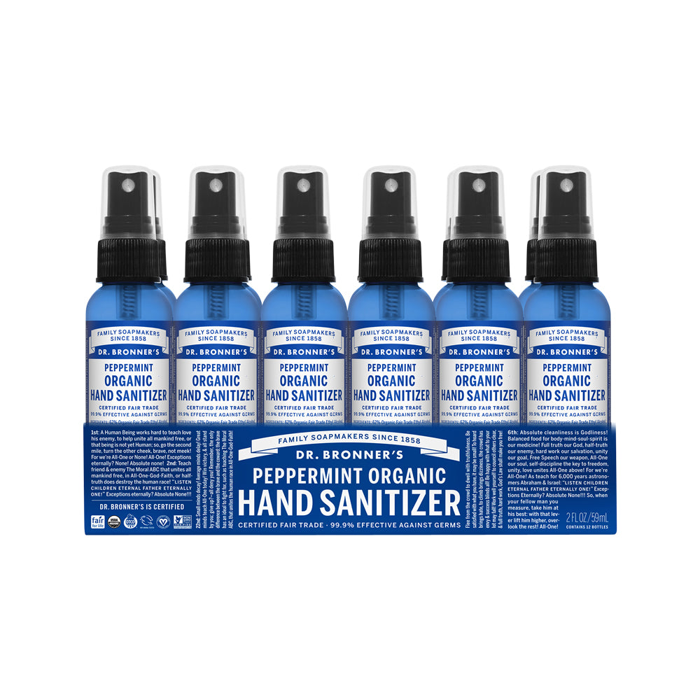 Dr. Bronner's Organic Hand Sanitizer Peppermint 59ml x 12 Pack