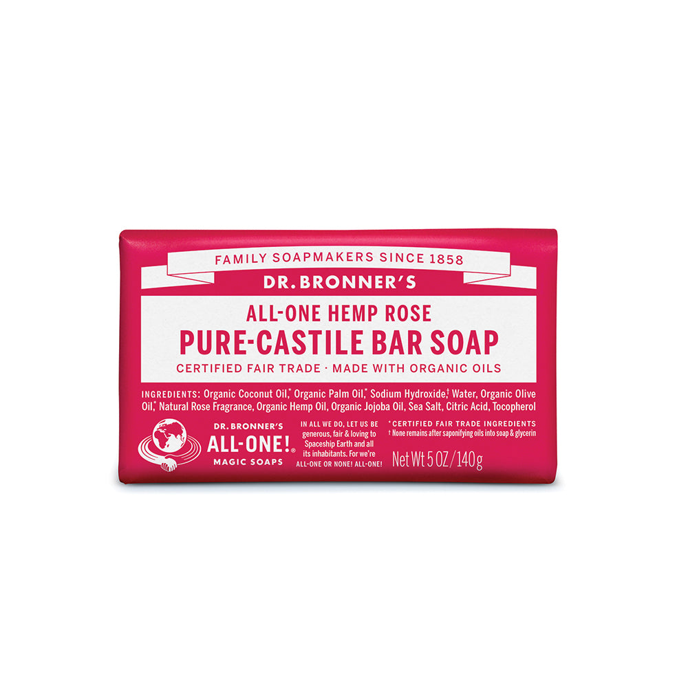Dr. Bronner's Pure-Castile Bar Soap (Hemp All-One) Rose 140g