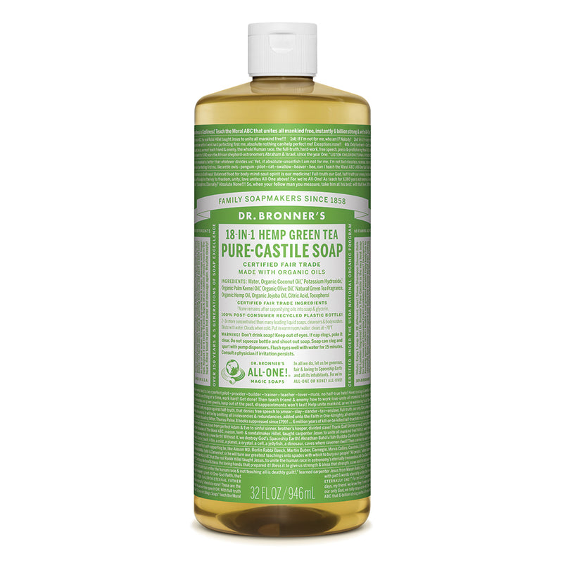 Dr. Bronner's Pure-Castile Soap Liquid (Hemp 18-in-1) Green Tea 946ml