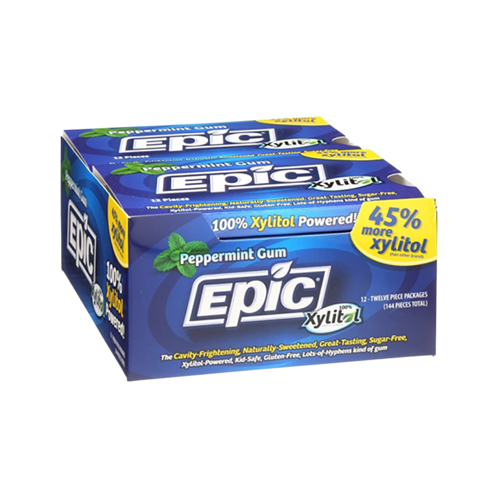 Epic Xylitol Dental Gum Peppermint 12pc Blister Pack x 12 Pk