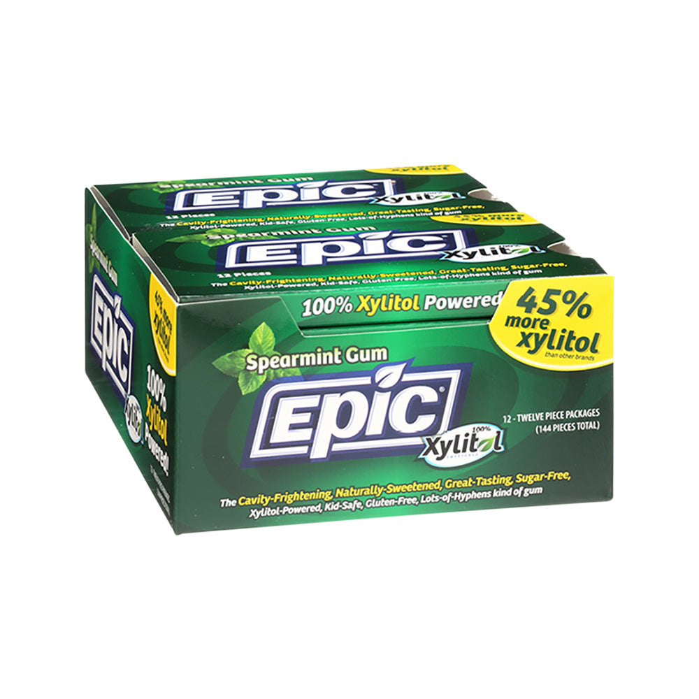 Epic Xylitol Dental Gum Spearmint 12pc Blister Pack x 12 Pack