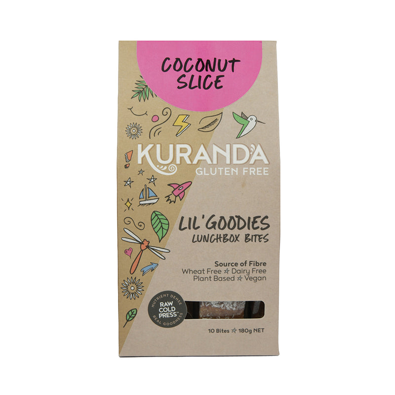 Kuranda Gluten Free Lil' Goodies Lunchbox Bites Coconut Slice 18g x 10 Pack