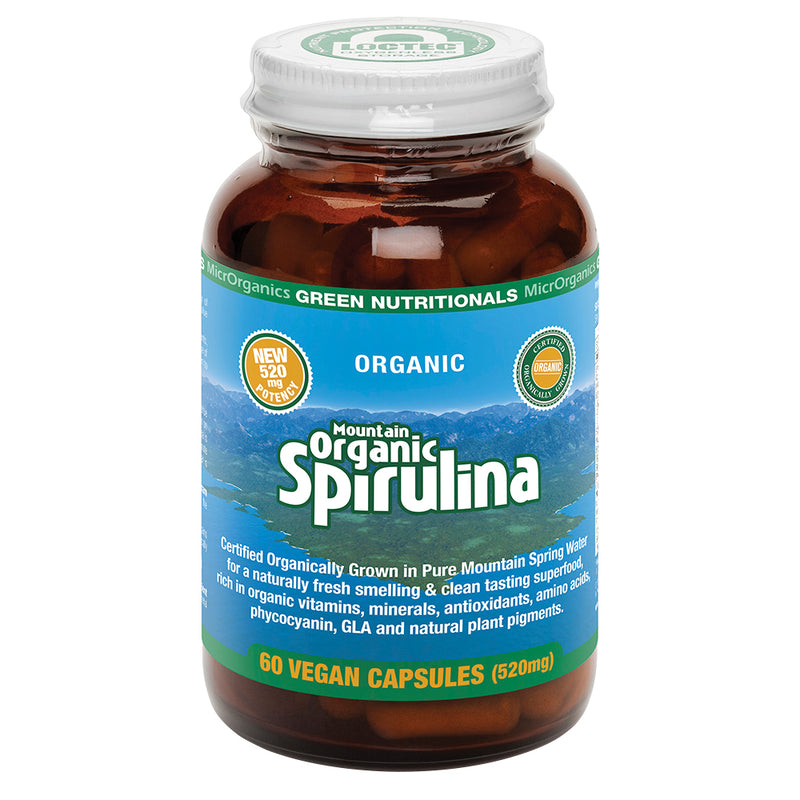 MicrOrganics Green Nutritionals Mountain Organic Spirulina 520mg 60vc
