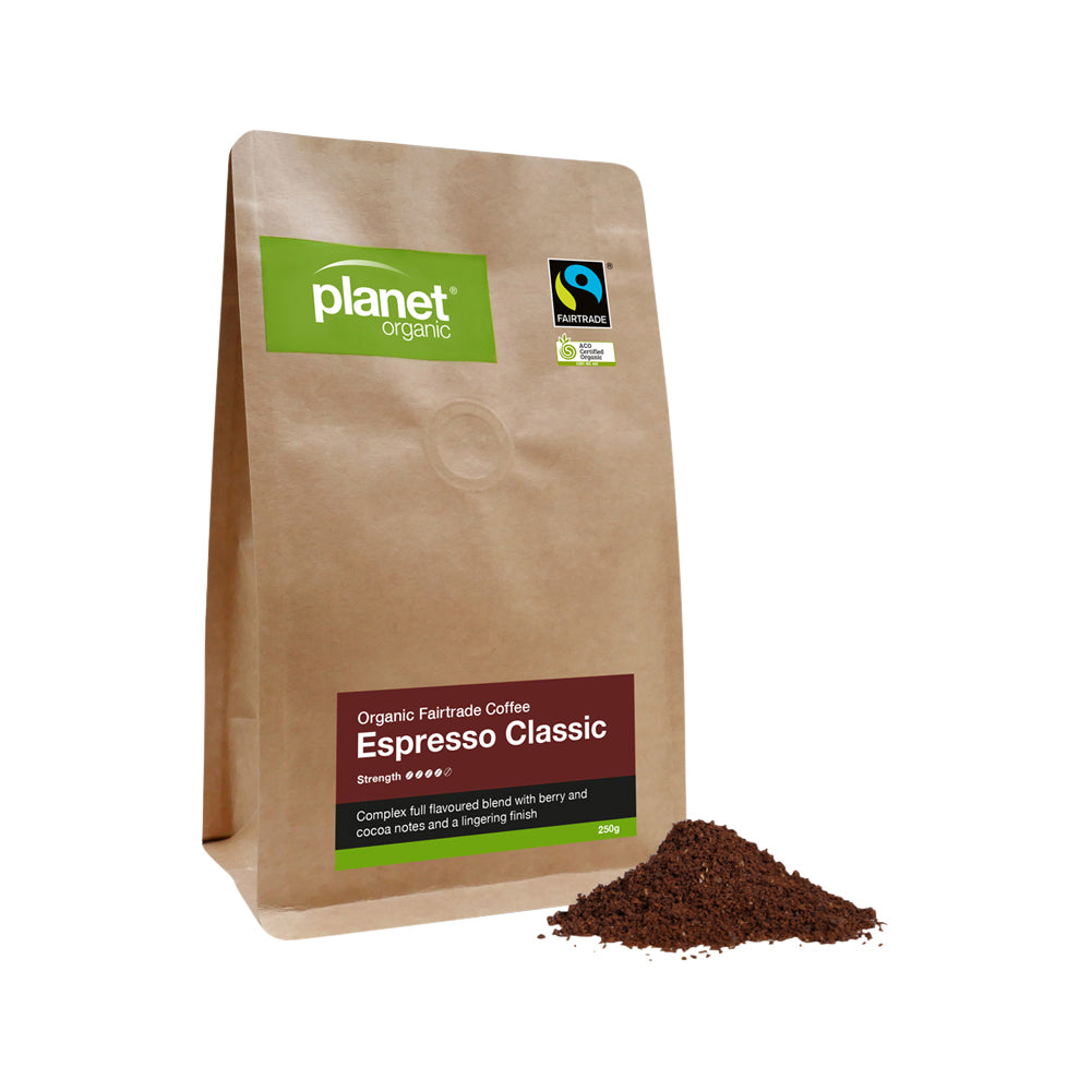 Planet Organic Organic Coffee Espresso Classic Plunger Ground 250g
