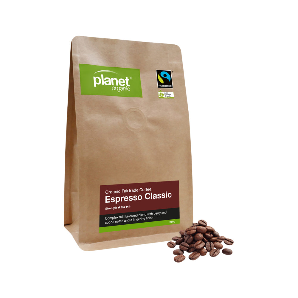 Planet Organic Organic Coffee Espresso Classic Whole Bean 250g