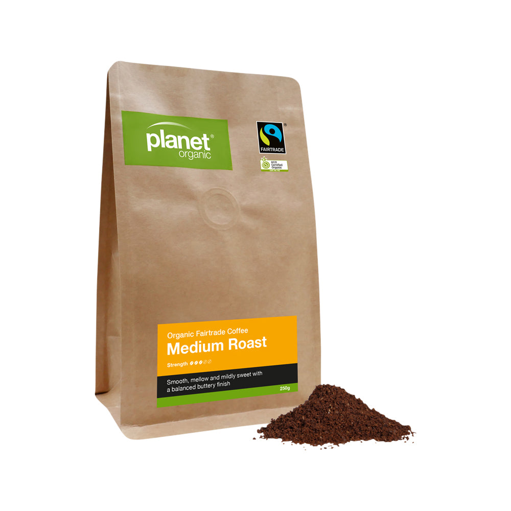 Planet Organic Organic Coffee Medium Roast Plunger Ground 250g