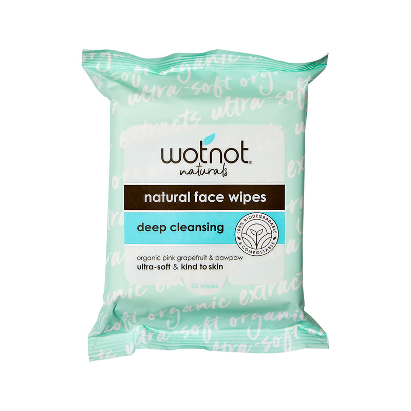 Wotnot Facial Wipes Deep Cleansing x 25 Pack (soft pack)