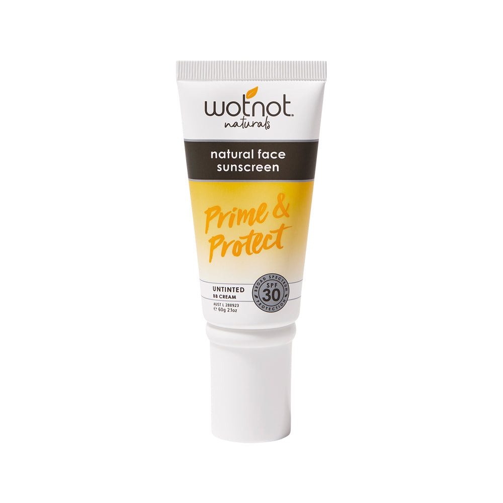 Wotnot Natural Face Sunscreen SPF 30 (Prime & Protect) Untinted BB Cream 60g