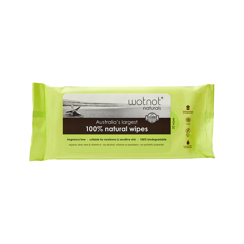 Wotnot 100% Natural Wipes x 20 Pack (Travel Hard Case Refill)