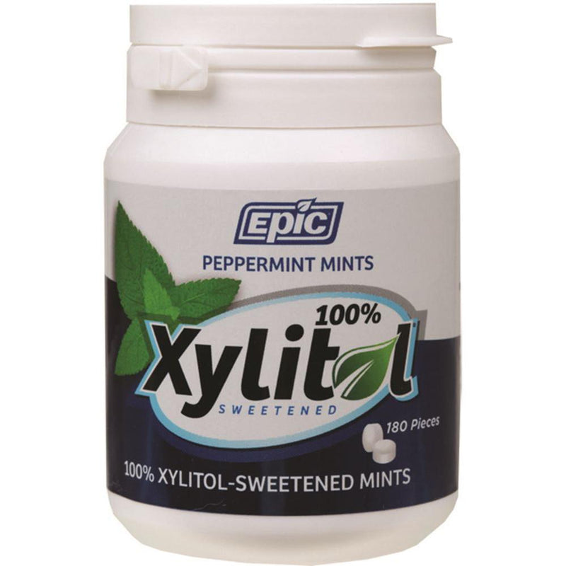 Epic Xylitol Dental Mints Peppermint 180pc Tub