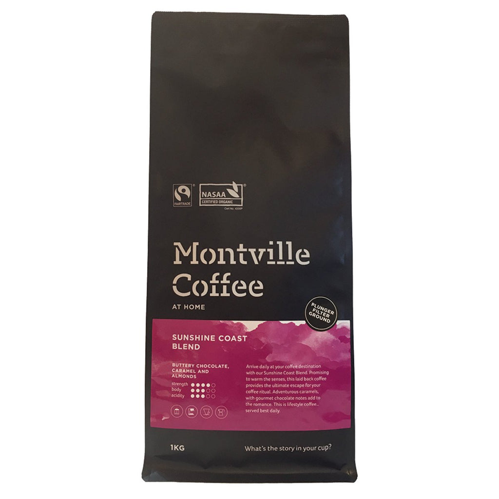 Montville Coffee Organic Sunshine Coast Blend Plunge/ Filter Grind 1kg