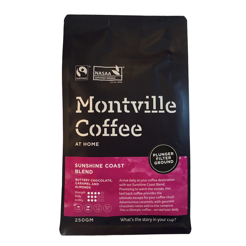 Montville Coffee Organic Sunshine Coast Blend Plunge/ Filter Grind 250g