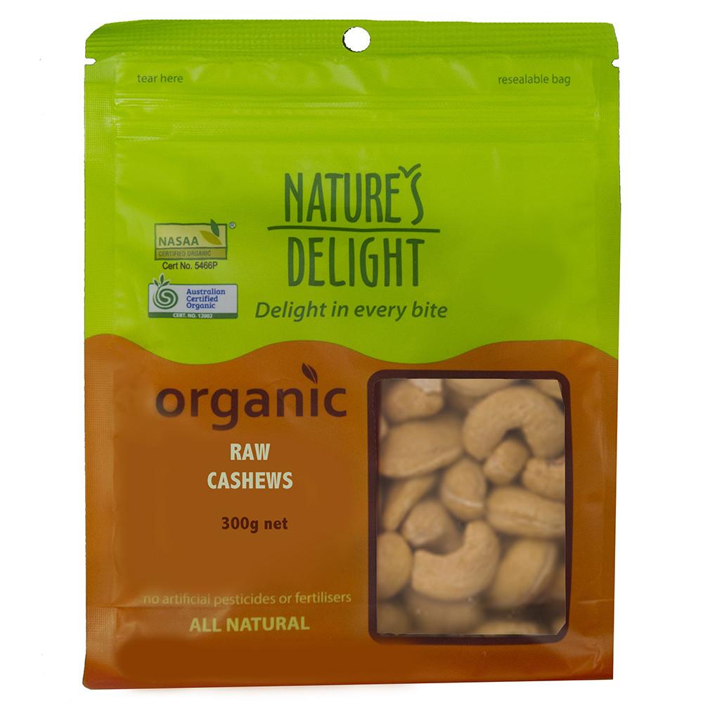 Nature's Delight Organic Raw Cashews 300g
