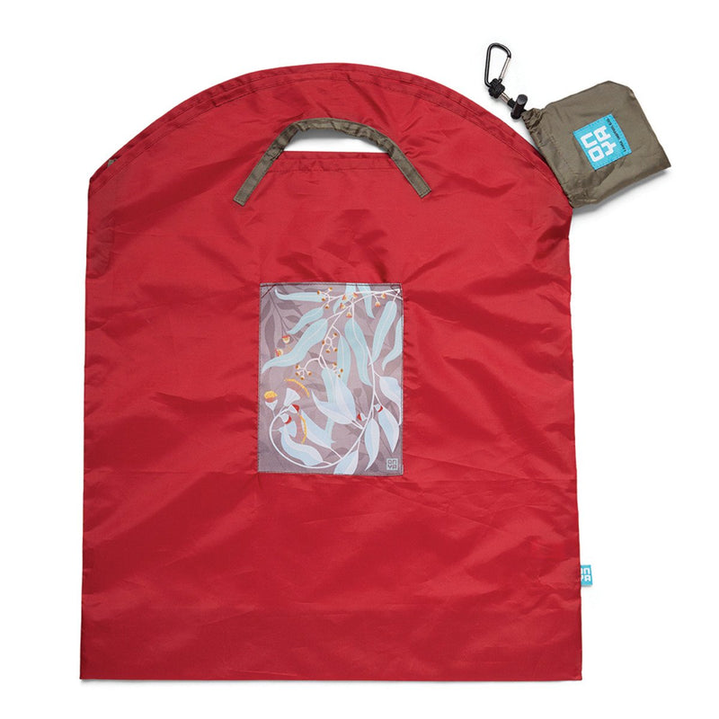 Onya Reusable Shopping Bag Red Dark Leaves Large