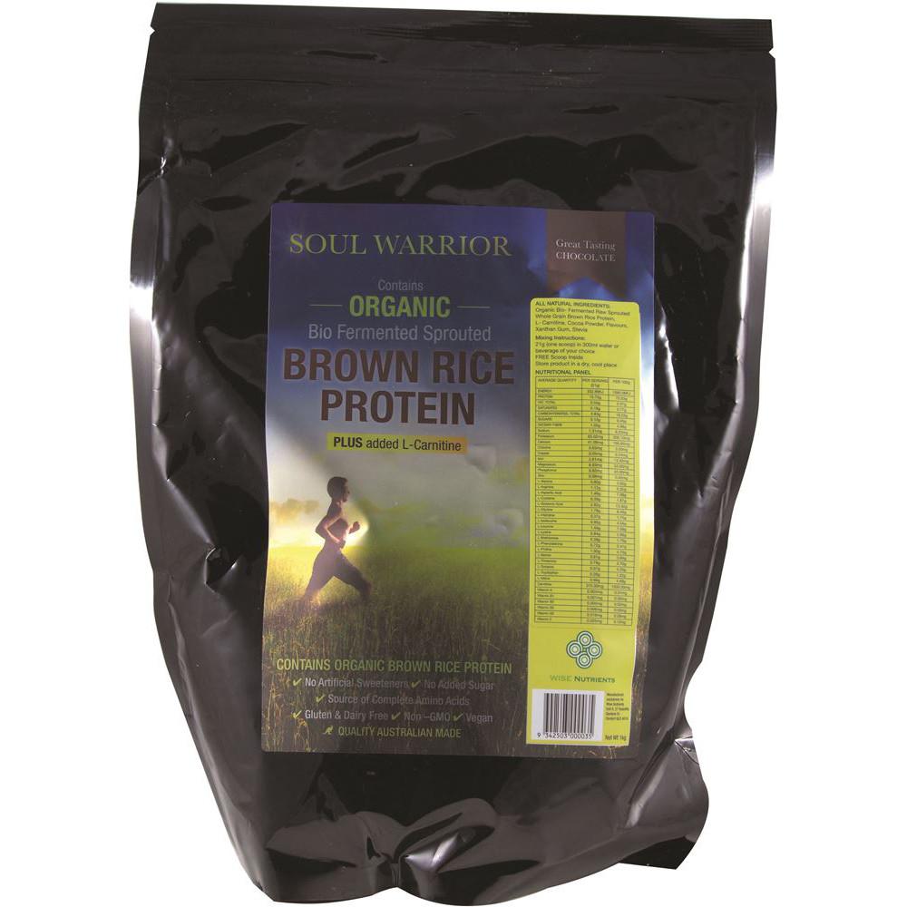 Wise Nutrients Soul Warrior Organic Rice Protein Choc L-Carnitine 1kg