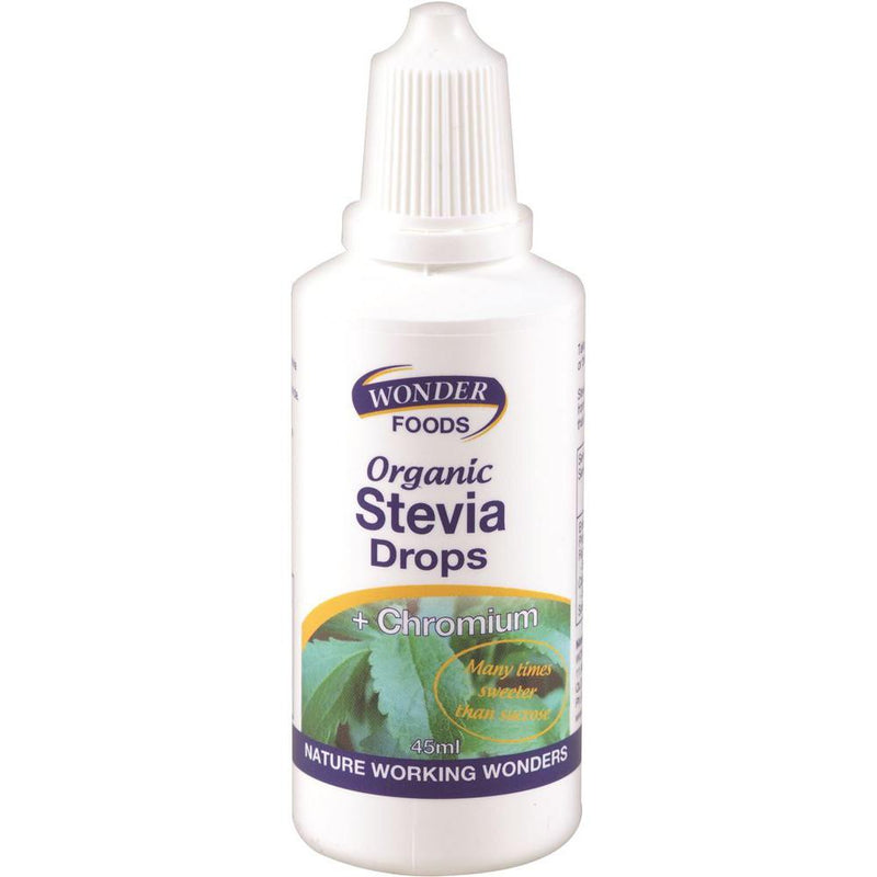 Wonder Foods Organic Stevia Drops Plus Chromium 45ml